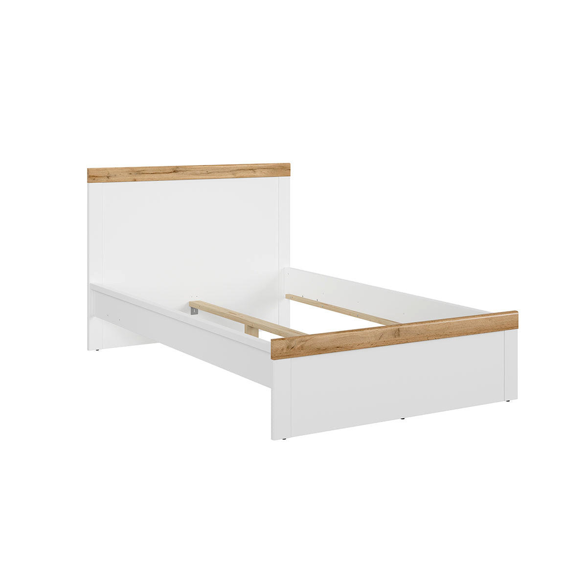 BETT 120/200 Hella Weiß und Holz - Weiß, Holzwerkstoff (120/200cm) - Petits-meubles