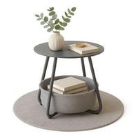 COUCHTISCH KOSI Metall mit Aufbewahrungskorb Canvas Grau - Grau, Metall (50/50/45cm) - Coemo