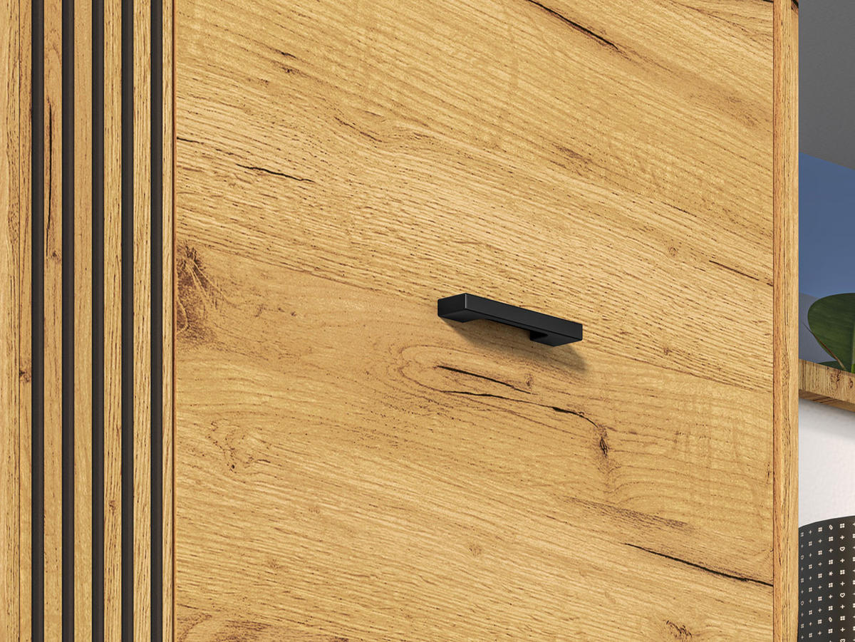 GARDEROBENSCHRANK Vasco Gold Craft Eiche / Schwarz 60 / 34 / 200cm - Eichefarben/Schwarz, Holz/Holzwerkstoff (60/200/34cm) - Feldmann-Wohnen