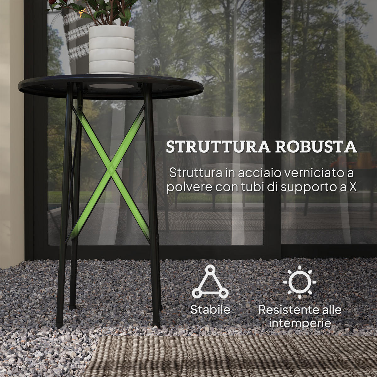 GARTENTISCH,RUND Blattschnitzerei Ø40x50cm,schwarz - Schwarz, Metall (40/40/50cm) - Vallsero