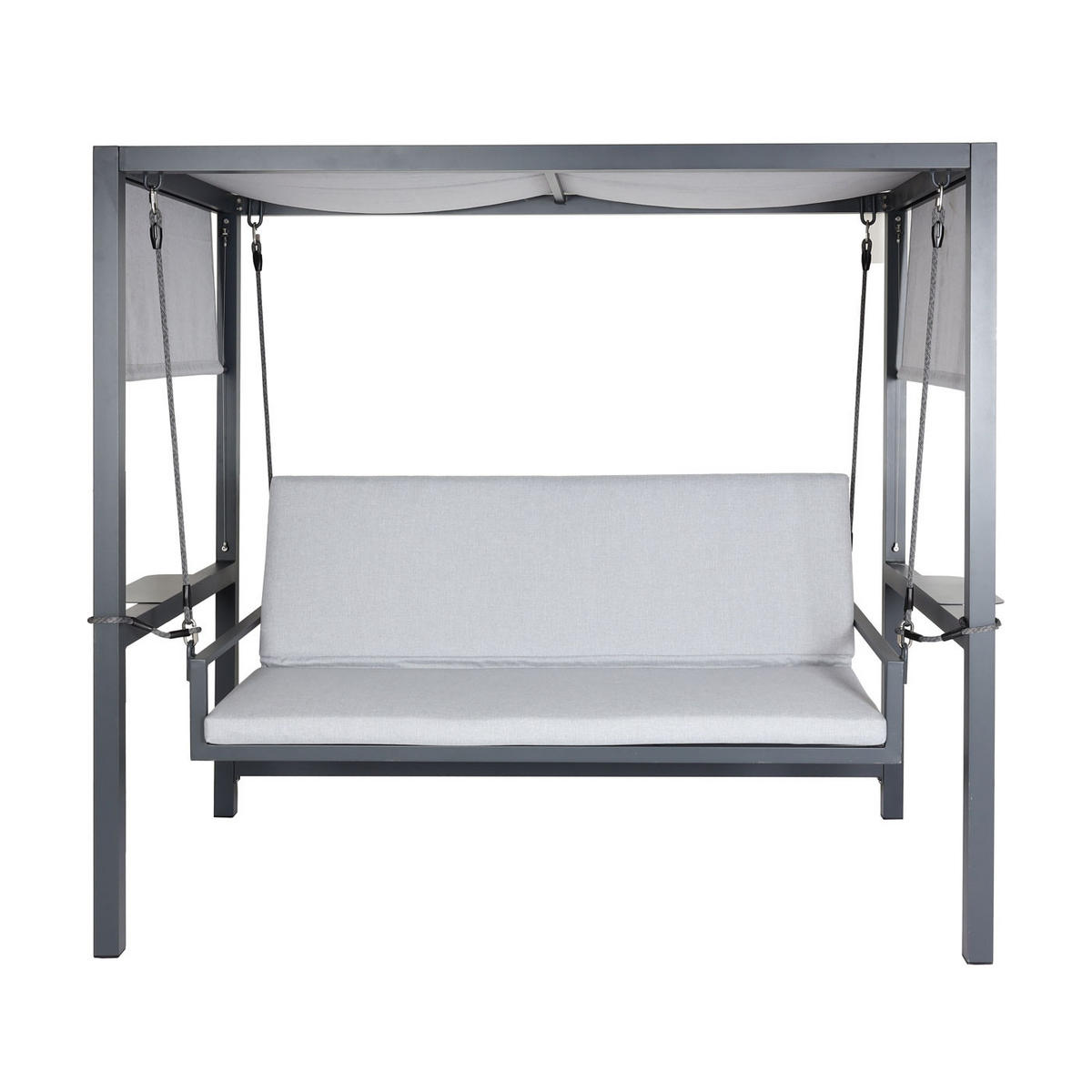 ALU-HOLLYWOODSCHAUKEL Anthrazit, Grau - Anthrazit/Grau, Metall (221/195/131cm) - MCW