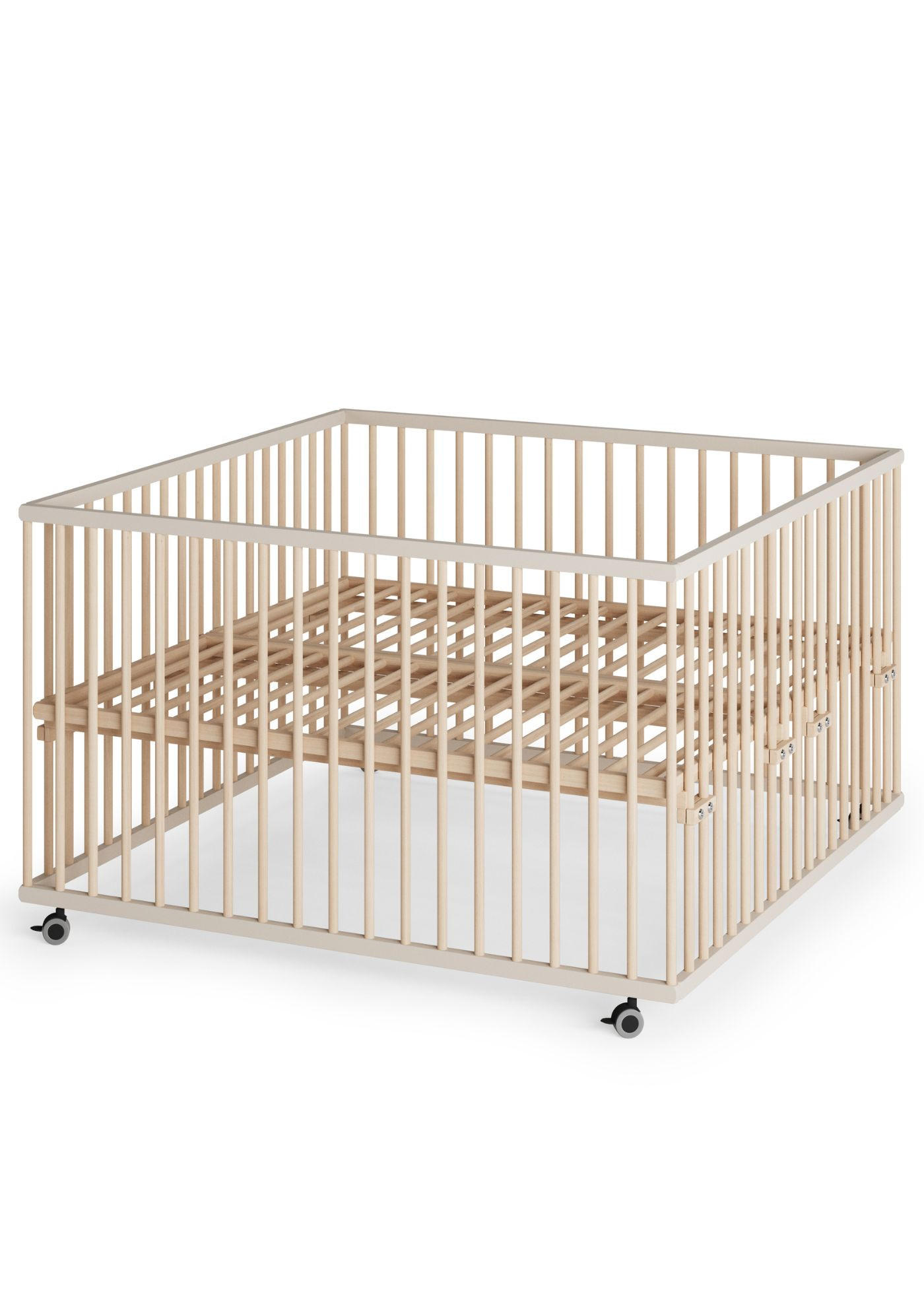 LAUFGITTER XXL 120x120 cm mit Lattenrost - sahara dust/natur - Premium Kollektion - Sandfarben/Naturfarben, Holz (120/74/120cm) - Sämann – make a difference.