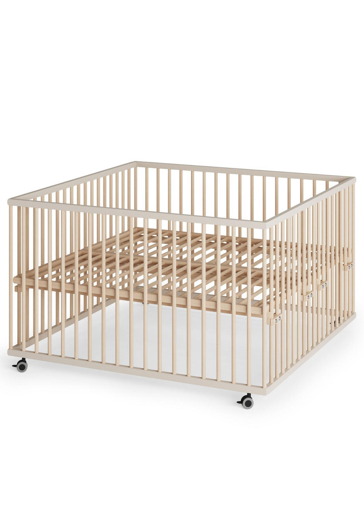 LAUFGITTER XXL 120x120 cm mit Lattenrost - sahara dust/natur - Premium Kollektion - Sandfarben/Naturfarben, Holz (120/74/120cm) - Sämann – make a difference.