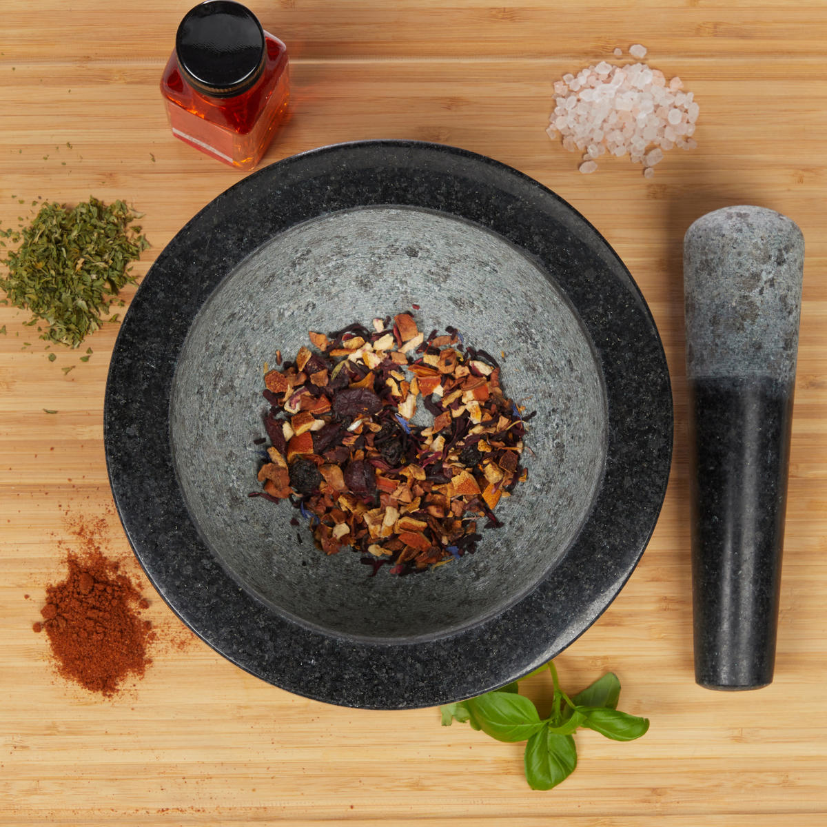 MÖRSER - Schwarz, Stein (20/12/20cm) - Relaxdays