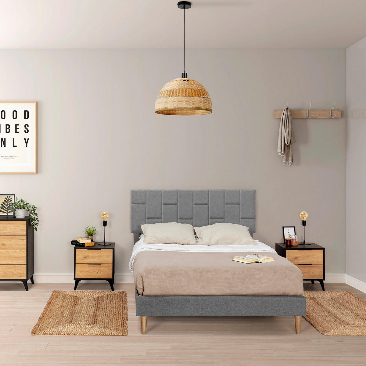 HÄNGELEUCHTE﻿ 40/40/120 Suyen - Beige, Naturmaterialien (40/40/120cm) - VS Venta-stock