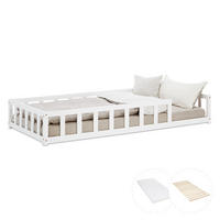 BODENBETT weiß 90x200 cm mit Lattenrost + Matratze - Weiß, Holz (90/200cm) - Homestyle4u