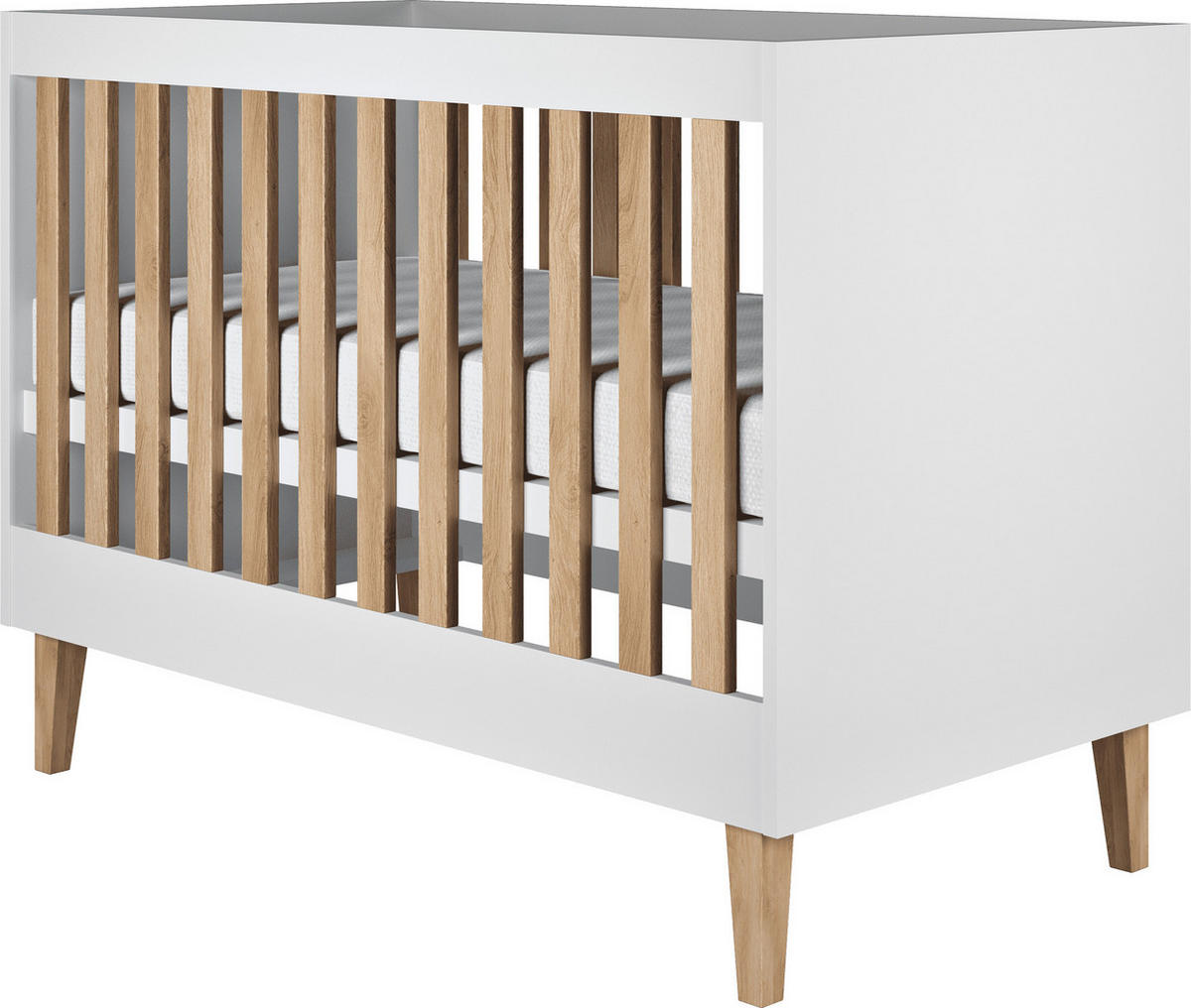 GITTERBETT Nesto Höhenverstellbar 60/120 cm Weiß - Hellbraun/Weiß, Holz/Holzwerkstoff (60/120cm) - WFL GROUP