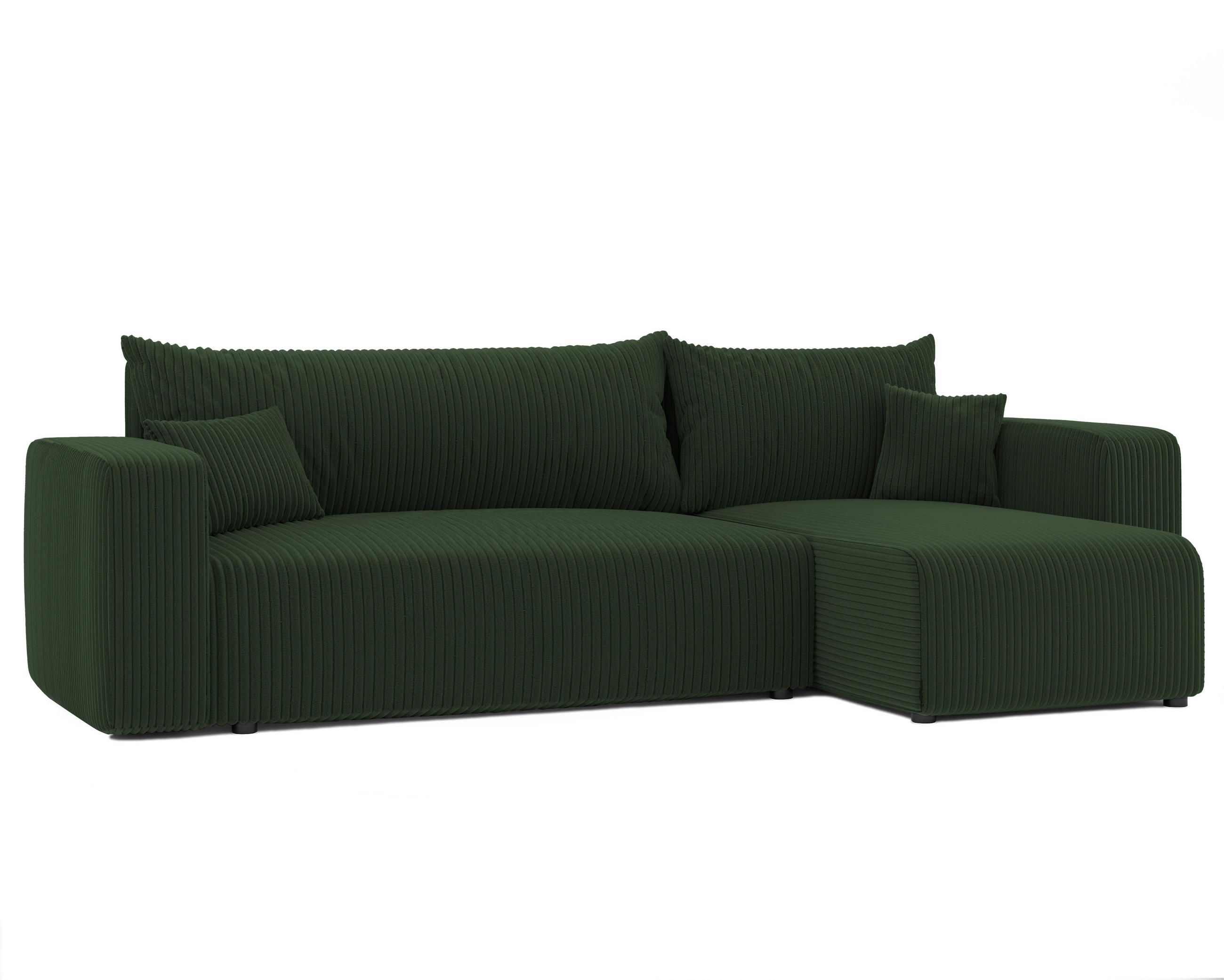 ECKSOFA Grün Cord-Stoff mit Bettkasten - Grün, Textil (248/145cm) - Idohome