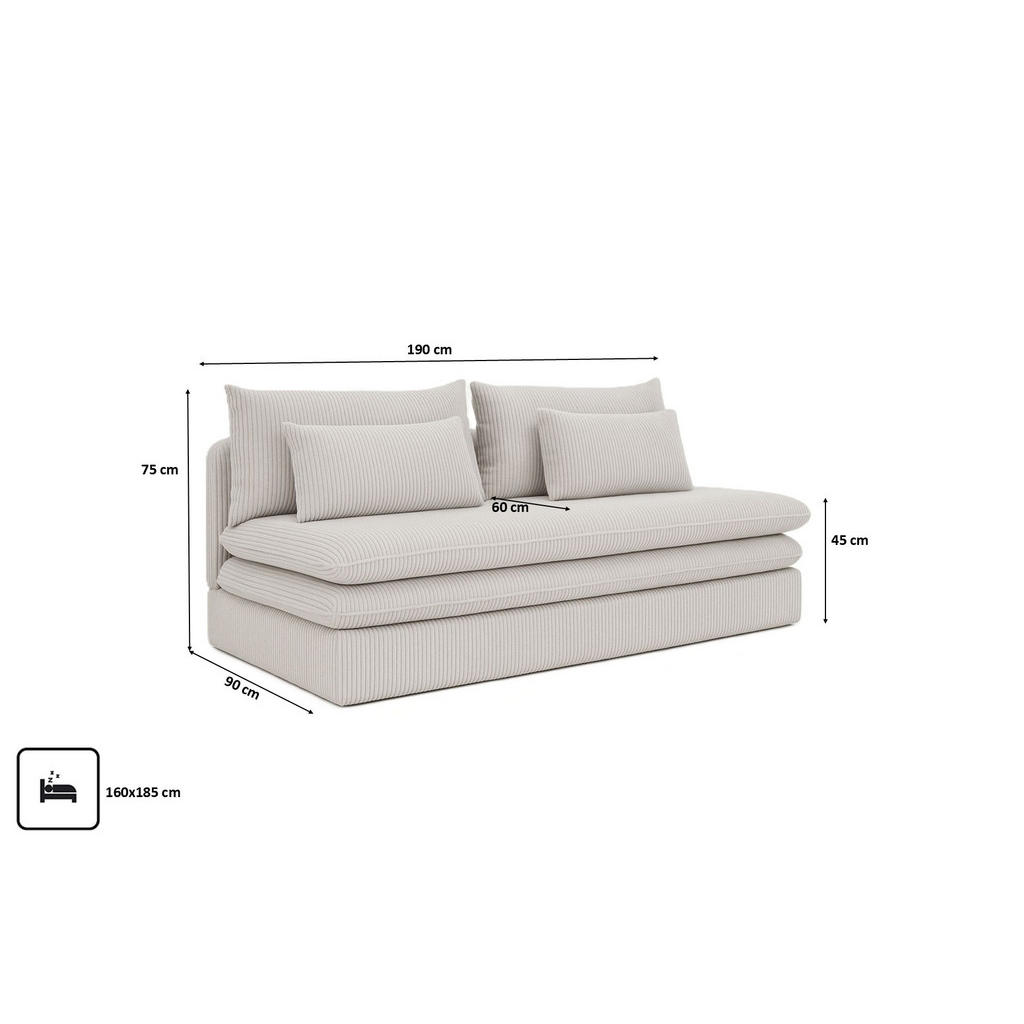 Thumbnail - Kaiser Möbel Schlafsofa, Beige, Holz, 190x75x90 cm, Wohnzimmer, Sofas & Couches, Schlafsofas