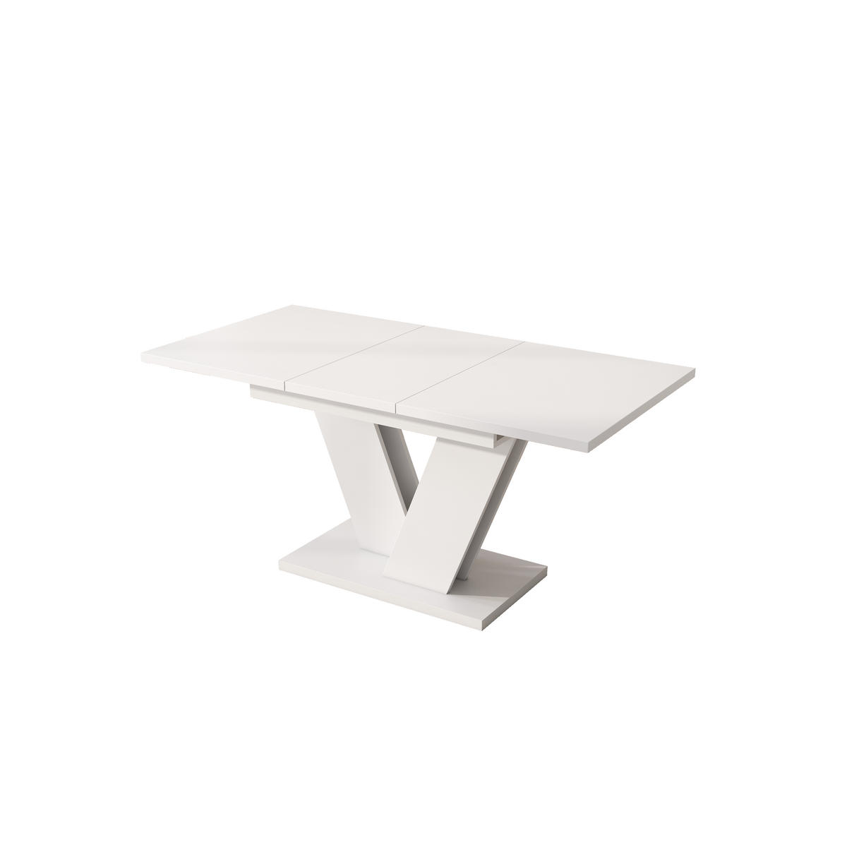 AUSZIEHTISCH 120/80 cm in Weiß mit V-Metallgestell, ausziehbar für 4–8 Personen - Weiß, Holzwerkstoff (160/80/75cm) - BEAOK