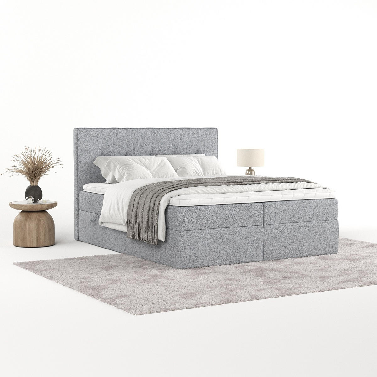 BOXBETT Mireo 140/200 cm Grau im Riva Stoff - Schwarz/Grau, Holz/Holzwerkstoff (140/200cm) - AltaBeds