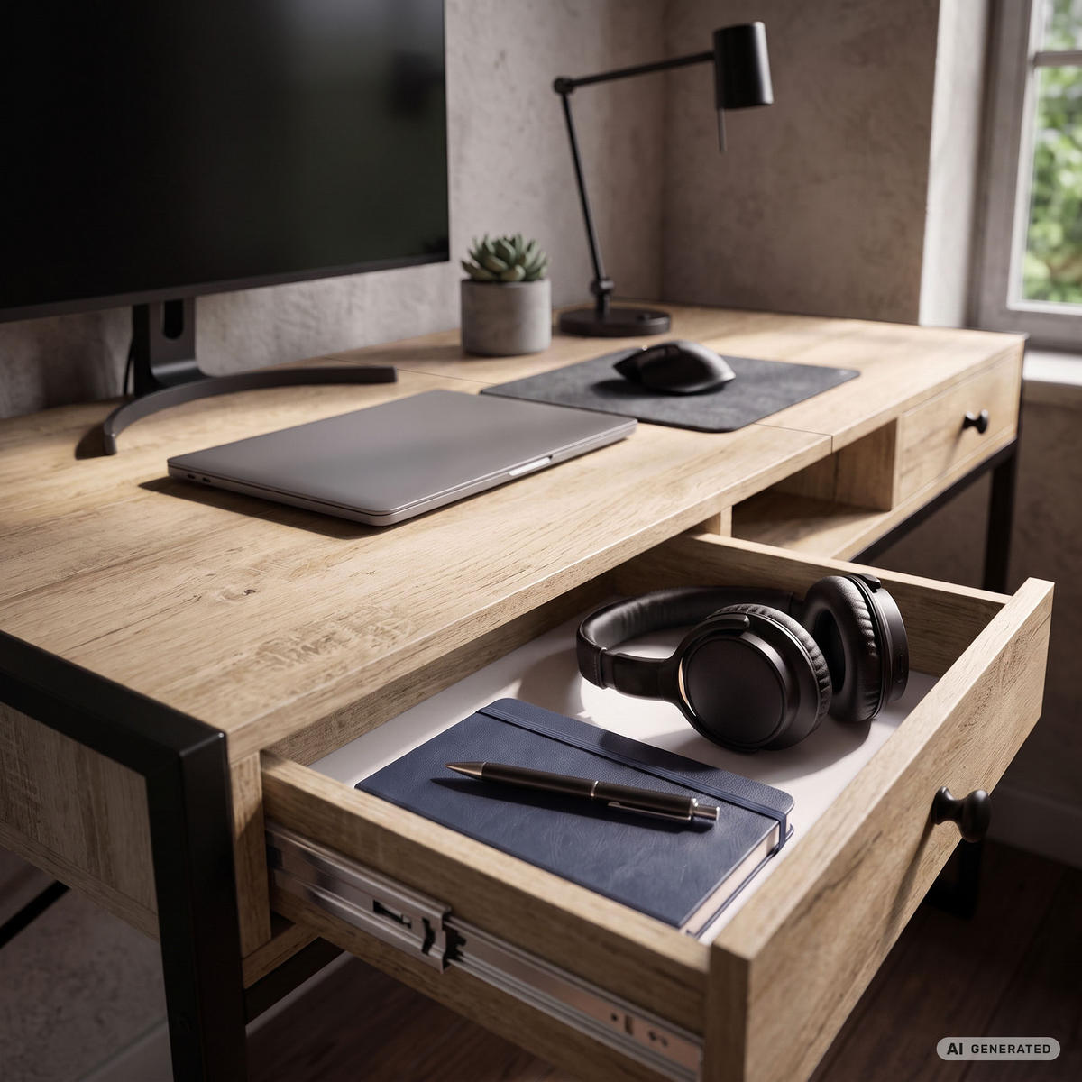 SCHREIBTISCH ELOSNIS 123 cm Sonoma Eiche - Schwarz/Sonoma Eiche, Holzwerkstoff (123/48/80.5cm) - Akord