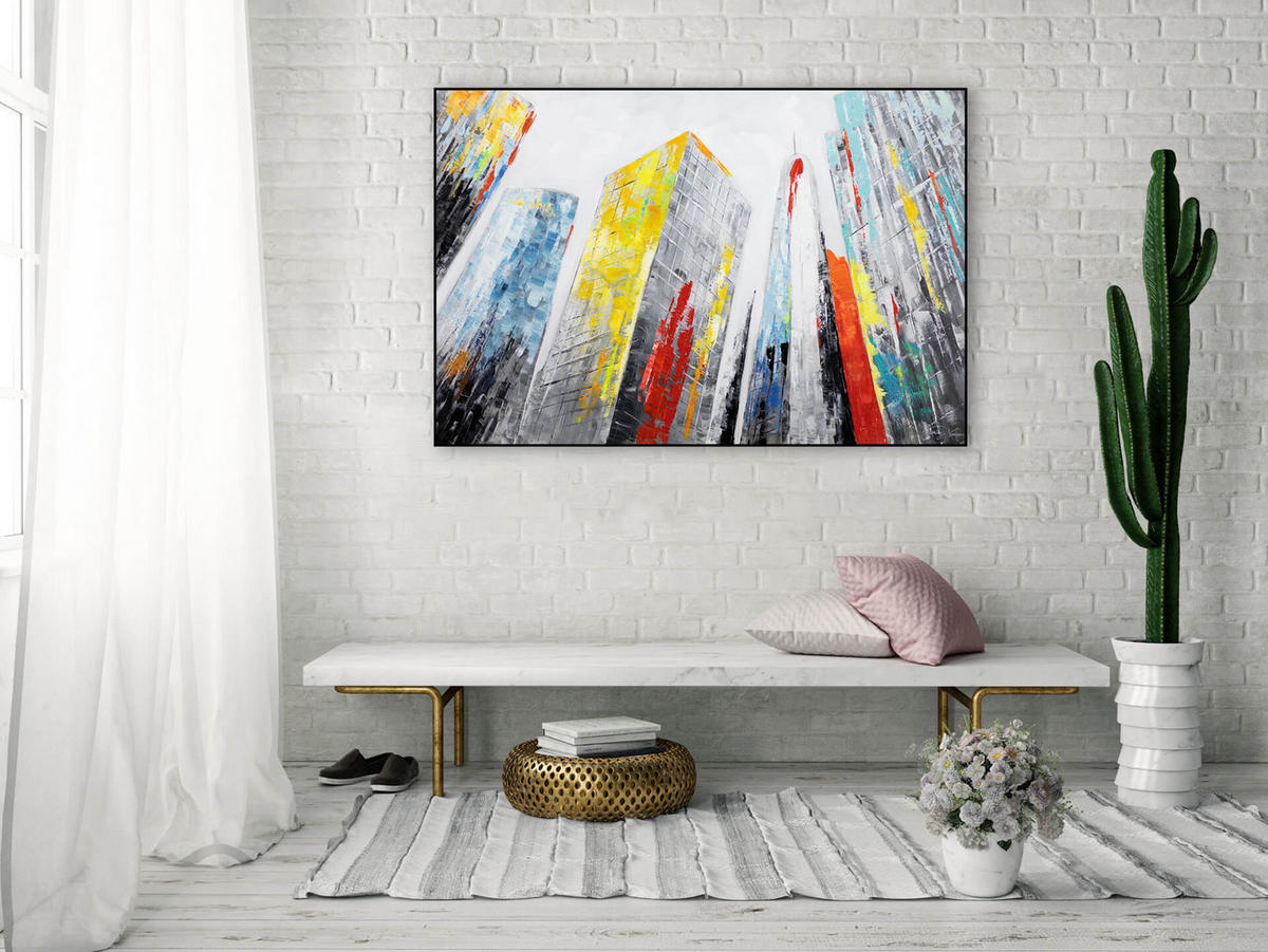 OLEJOMAĽBA 120/80 cm, More a pláž - sivá, drevo/textil (120/80cm) - KUNSTLOFT