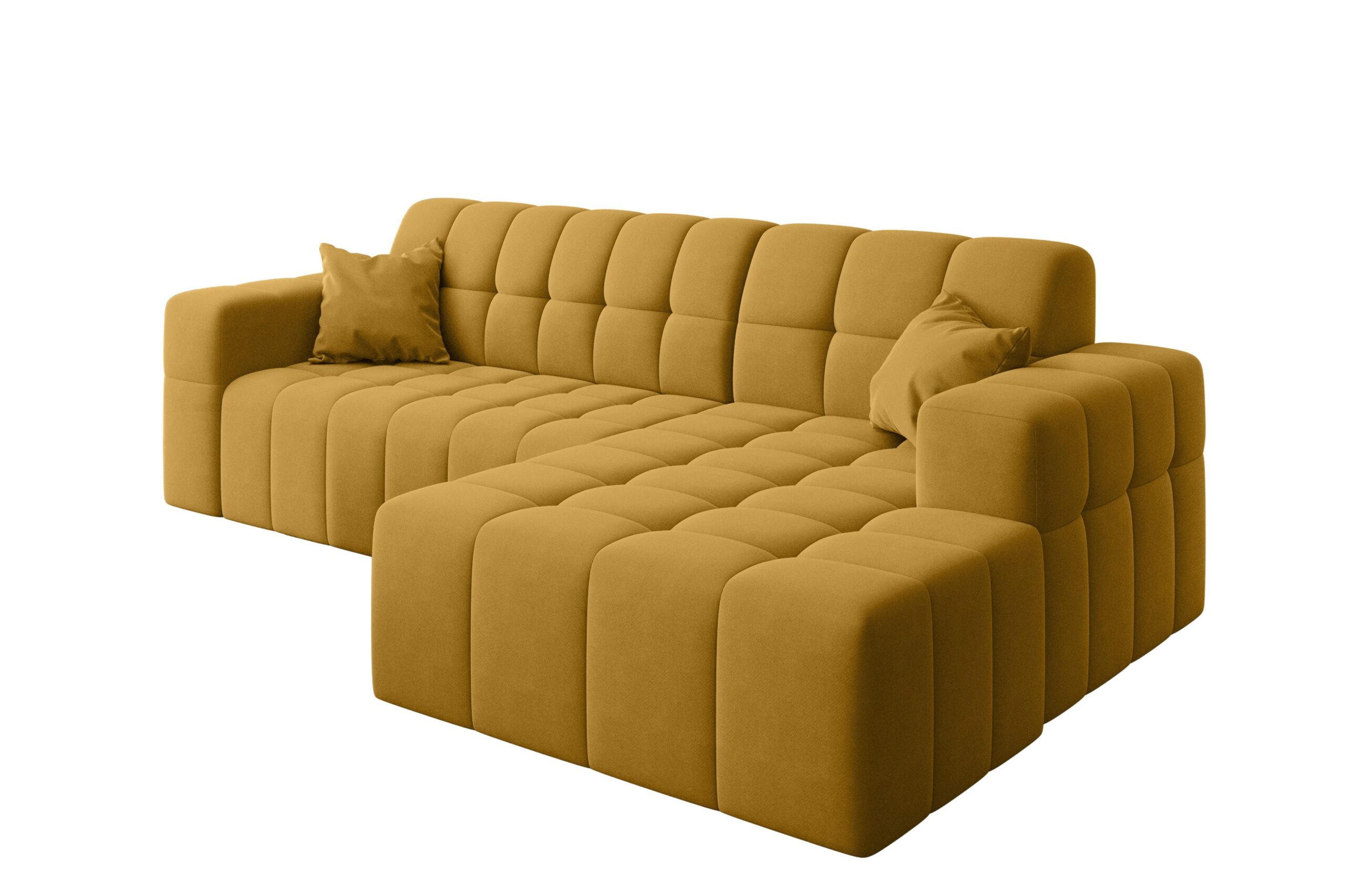 ECKSOFA L-förmiges Nimes Velours Stoff Gelb Rechts - Gelb, Holz/Kunststoff (265/168cm) - Kaiser Möbel