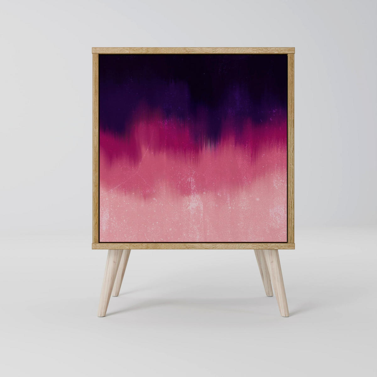 SIDEBOARD AURORA BOREALIS, Grau, 57,5x42x72,5 cm, Schwarze Metallfüße - Multicolor/Schwarz, Holzwerkstoff/Metall (57.5/72.5/42cm) - SpaceRebels