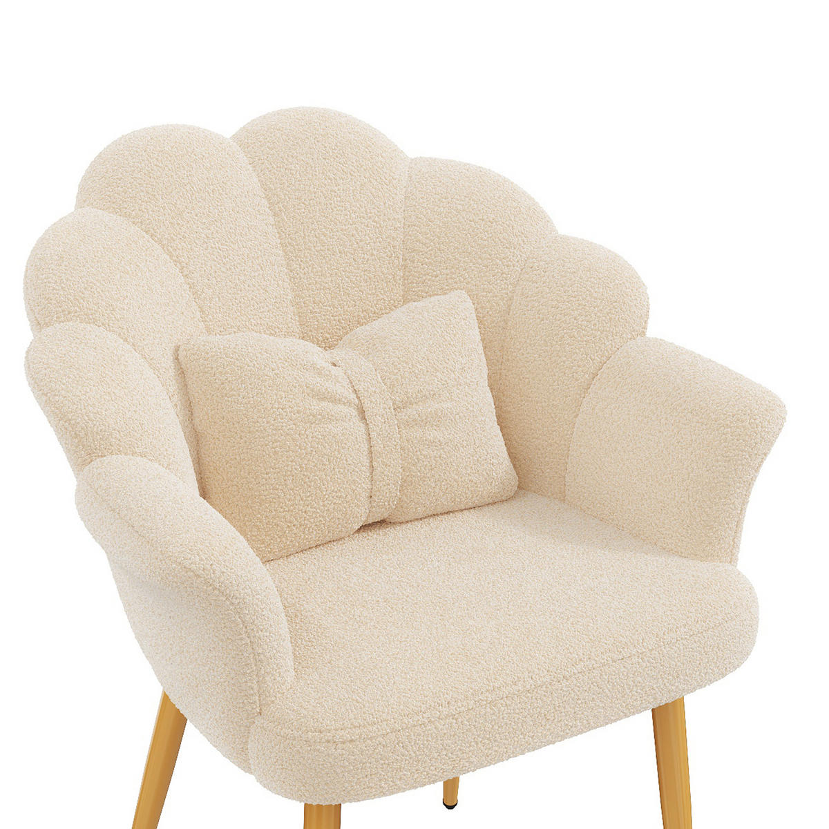 ARMLEHNSTUHL Blütenblatt-Design mit Schleifenkissen, DE-42136, Beige - Beige, Holzwerkstoff (65.5/85/64cm) - ComfortXL