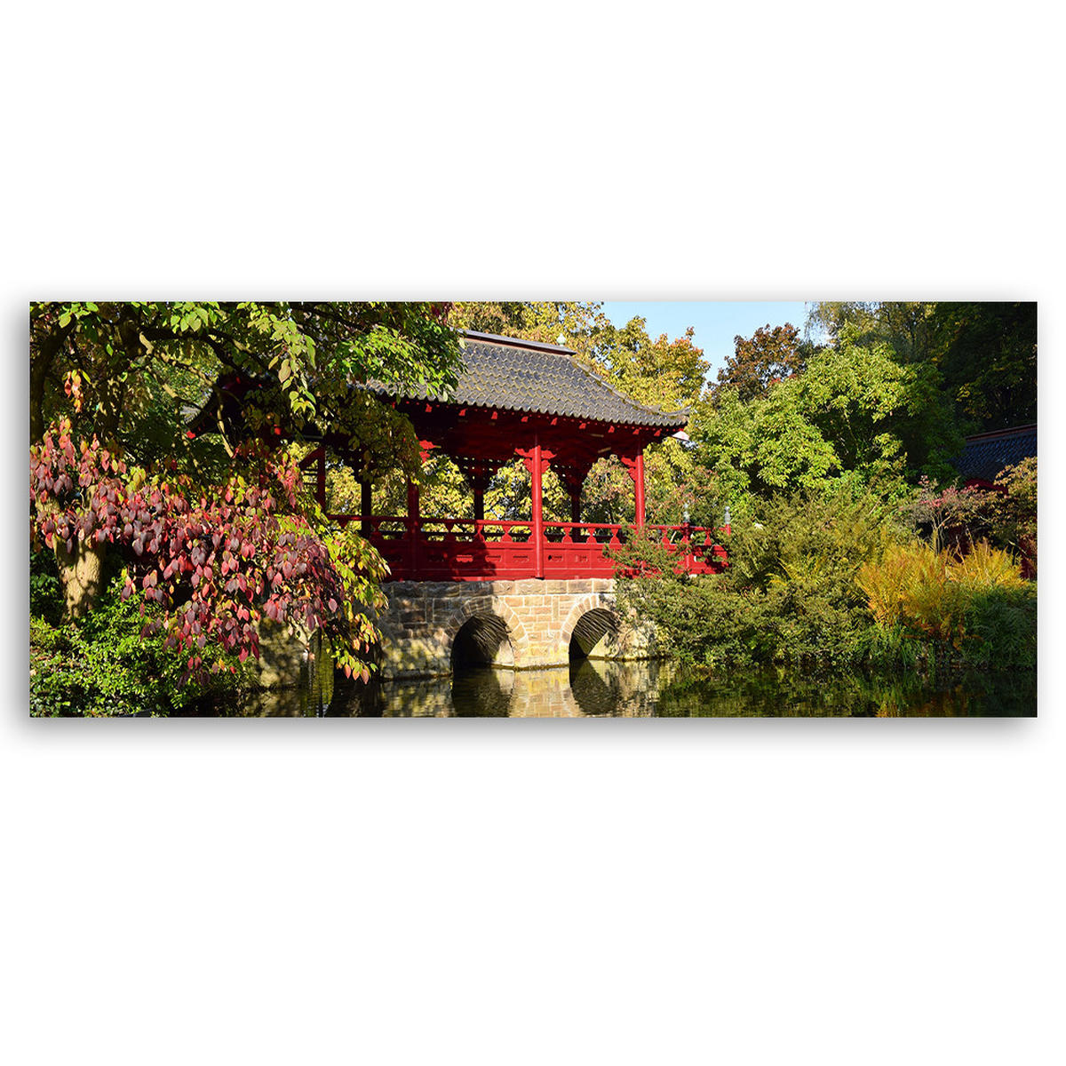 WANDBILD garten japan natur - Grün, Textil (90/30cm) - Feeby
