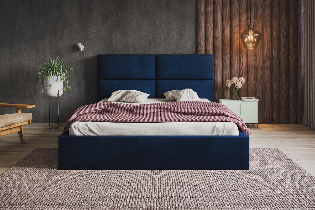 POLSTERBETT 140x200 Terra mit Bettkasten, Blau - Blau, Holz/Textil (140/200cm) - Emporius