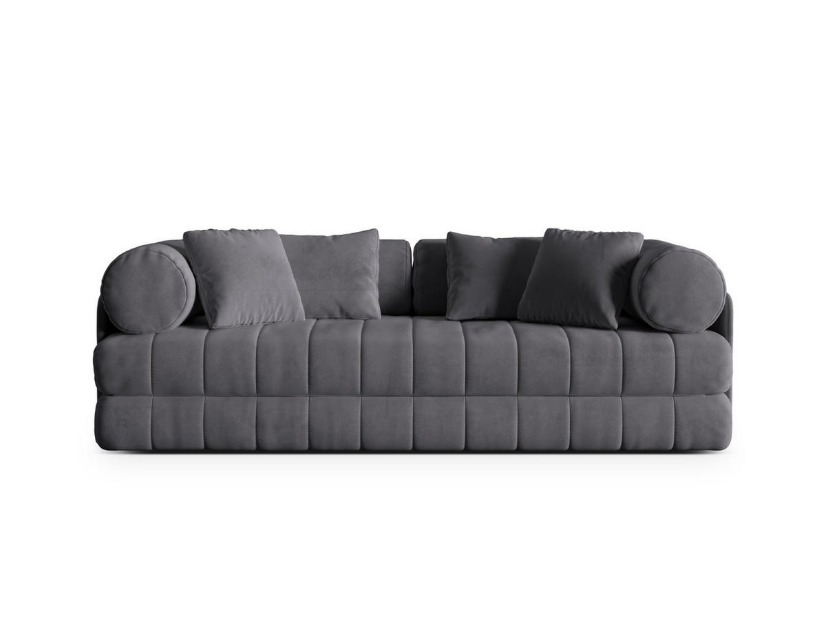 AUSKLAPPBARES-SOFA Kemi aus Samt dunkelgrau 3 Sitzplätze - Dunkelgrau, Textil (95/70/206cm) - Cosmopolitan Design