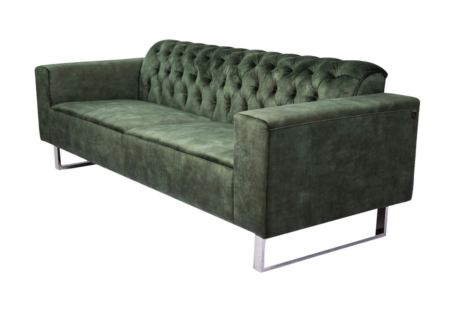 SOFA NILO Grün Velvet - Silberfarben/Grün, Textil (220/77/87cm) - KAWOLA