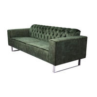 SOFA NILO Grün Velvet - Silberfarben/Grün, Textil (220/77/87cm) - KAWOLA