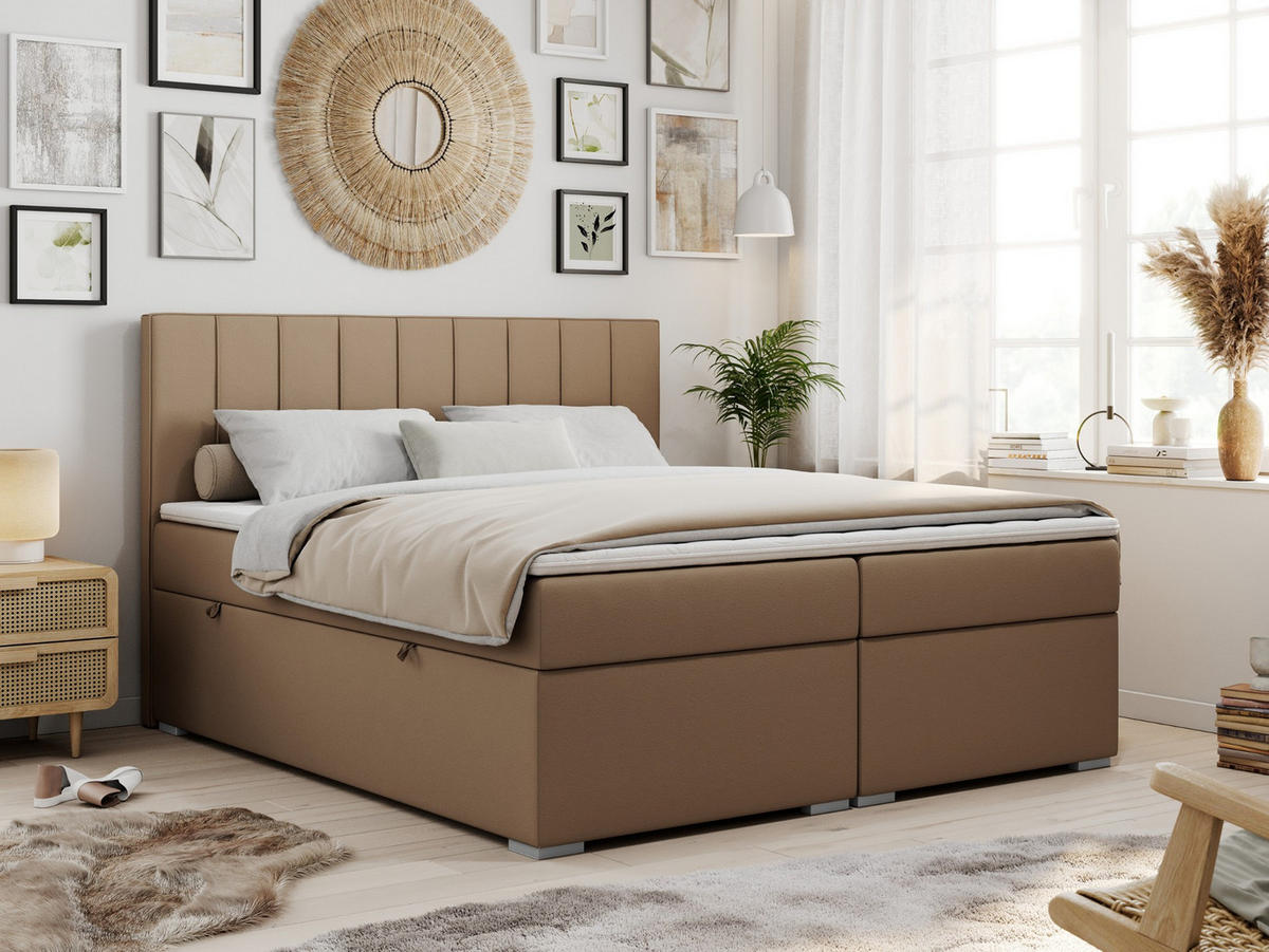 BOXBETT ALLY 120/200 Braun Kunstleder - H4 - Braun, Holz/Textil (120/200cm) - MKS