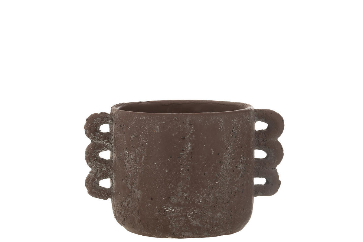 BLUMENTOPF CELIA - Töpferei - Braun - S - 2er set - Ø 21 cm - Braun, Keramik (21/13cm) - J-Line