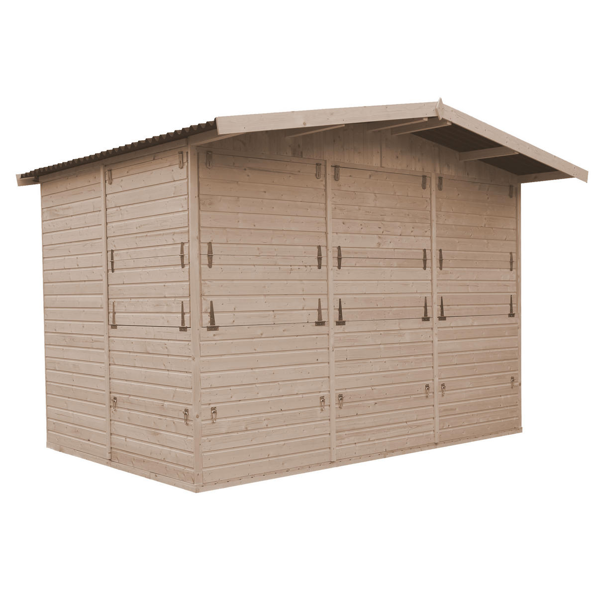 MARKTBUDE Holz, Gartenhaus, FÜNF FENSTER - 200x300/6 m2 M150B - Beige, Holz (336/232/263cm) - Timbela