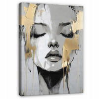 LEINWANDBILDER Abstrakt Frau Modern Bilder Groß 100x70 - Goldfarben, Holzwerkstoff (70/100cm) - Wallarena