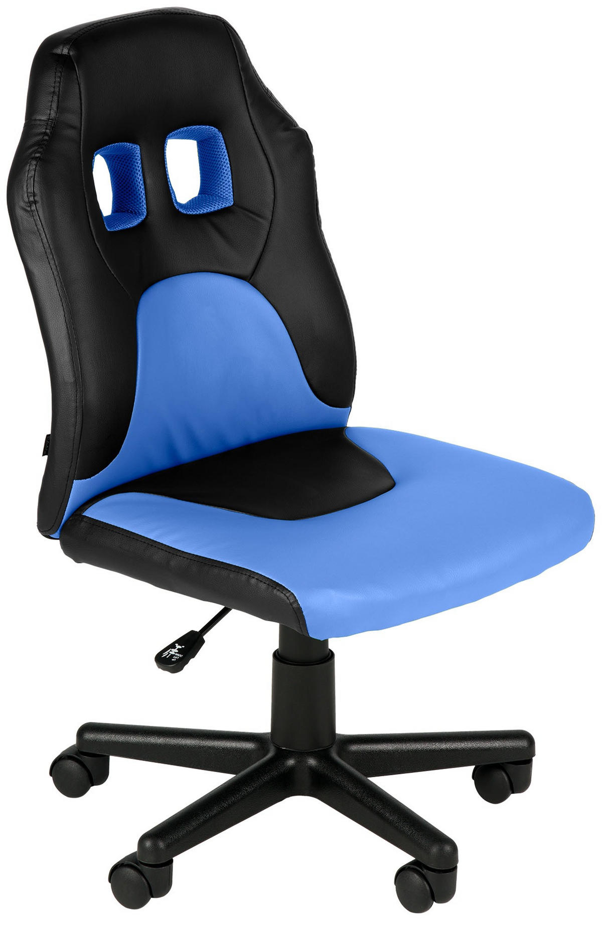 JUGENDDREHSTUHL Lederlook Schwarz/Blau - Blau/Schwarz, Kunststoff/Textil (56/83/59cm) - CLP