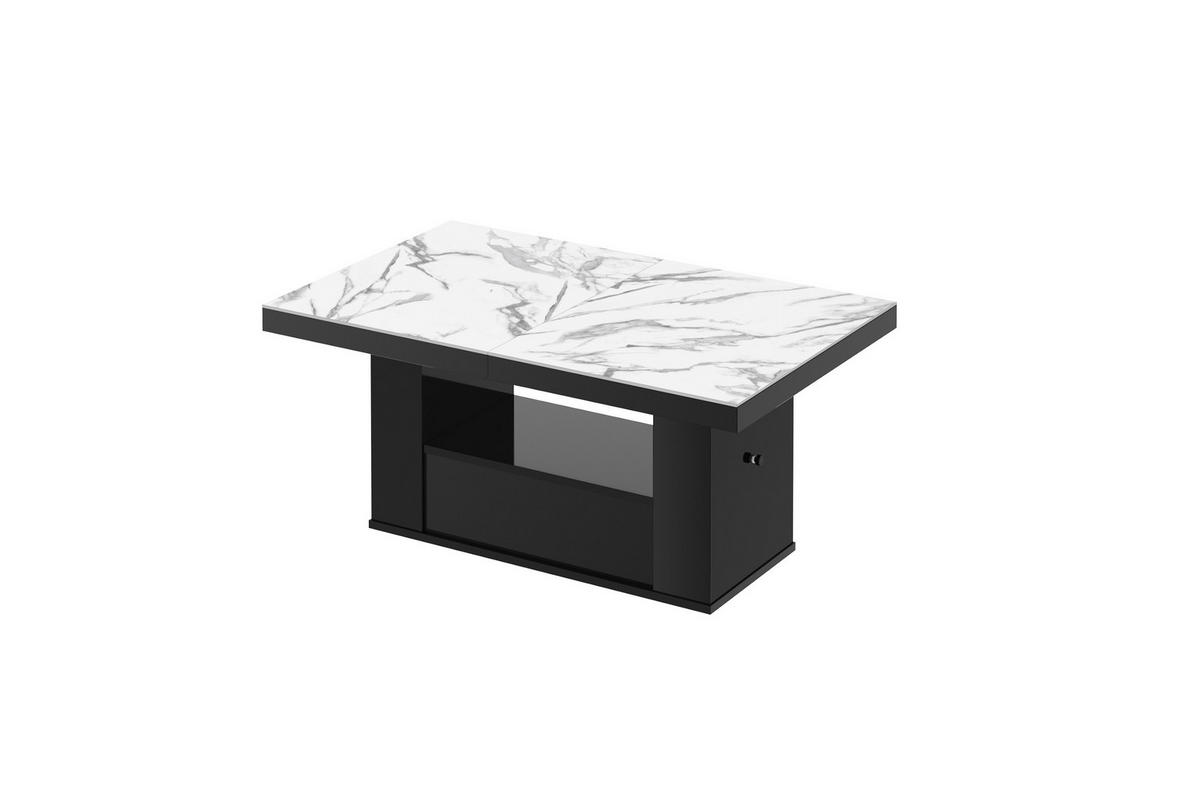COUCHTISCH rechteckig Marmor Natur - Schwarz Hochglanz 120/75/54 cm - Schwarz Hochglanz/Hellgrau, Holzwerkstoff (75/120/54cm) - designimpex