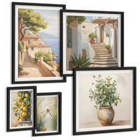 BILDER SET 5er Set - 50x50 cm & 20x30 cm & 40x60 cm Schwarzer Rahmen - Architektur der Zitronenstadt - Schwarz, Kunststoff (40/60cm) - TULUP