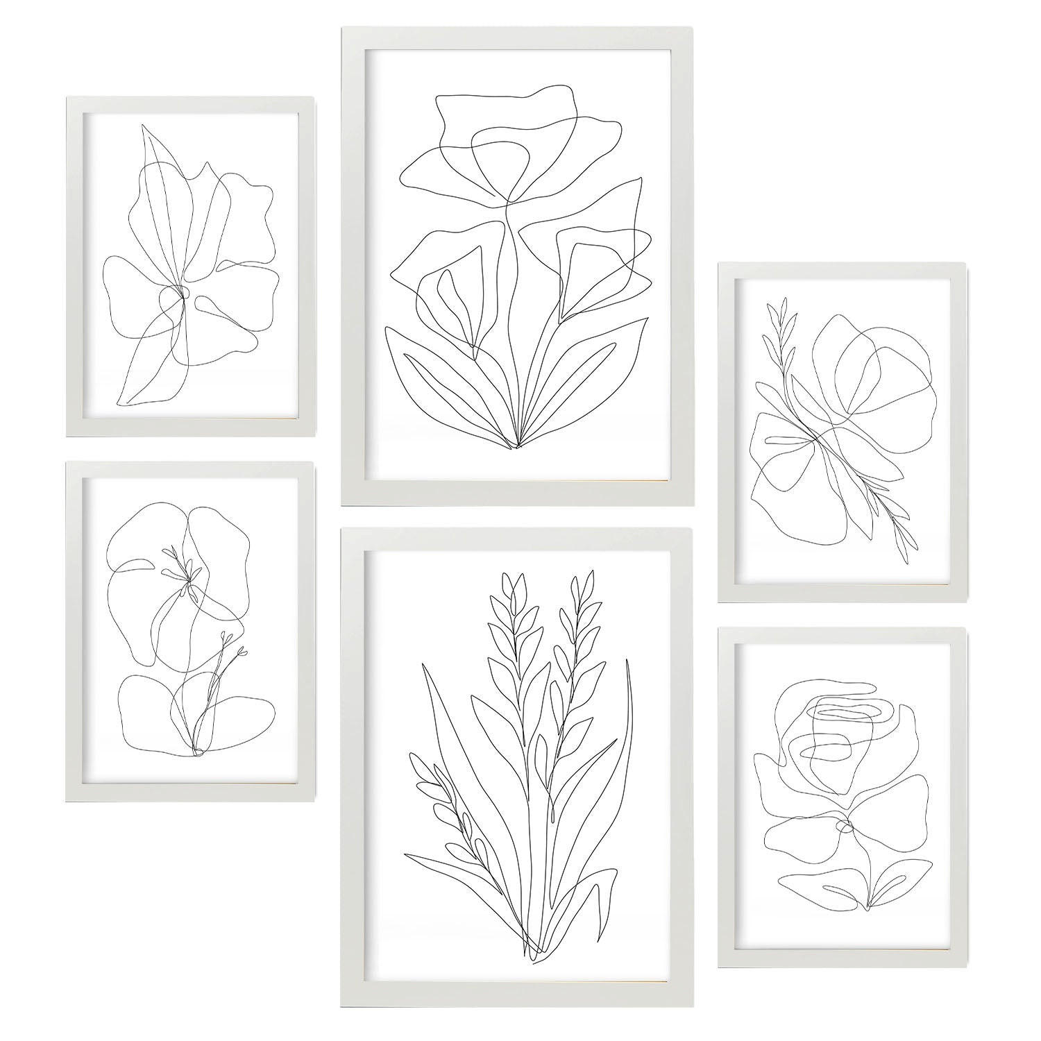POSTER Set Mit 6 Angenehmes Lule In Blume Zusammenfassung Ästhetische Dekorative Gemälde Für Ihr Wohnzimmer Schlafzimmer Zuhause A3 & A4 Weißer Rahmen - Weiß, Papier (29/3cm) - Nacnic