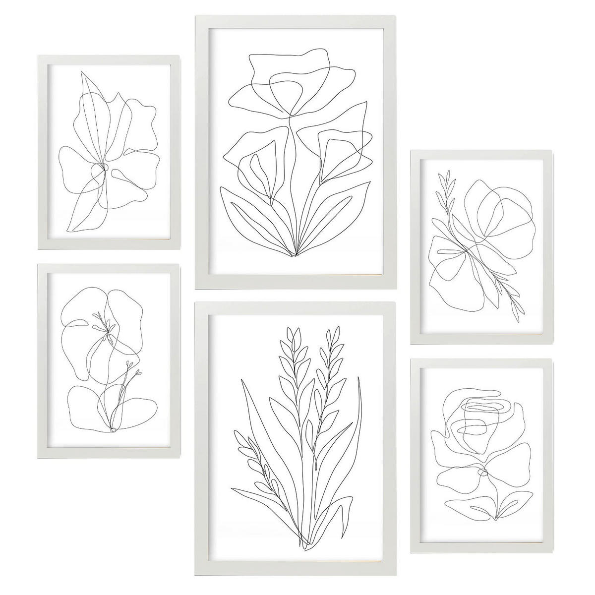 POSTER Set Mit 6 Angenehmes Lule In Blume Zusammenfassung Ästhetische Dekorative Gemälde Für Ihr Wohnzimmer Schlafzimmer Zuhause A3 & A4 Weißer Rahmen - Weiß, Papier (29/3cm) - Nacnic