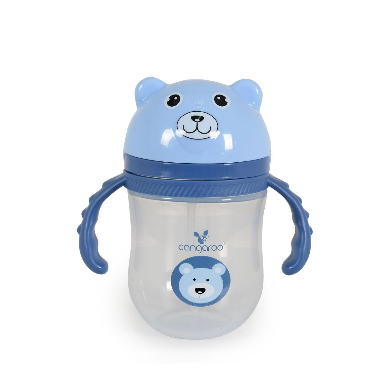 TRINKLERNBECHER Berry 240 ml blau Silikon, deckel, Schutzdeckel, Trinkhalm, Haltegriffe, Griff, griffe - Blau, Kunststoff (7/14/7cm) - Cangaroo