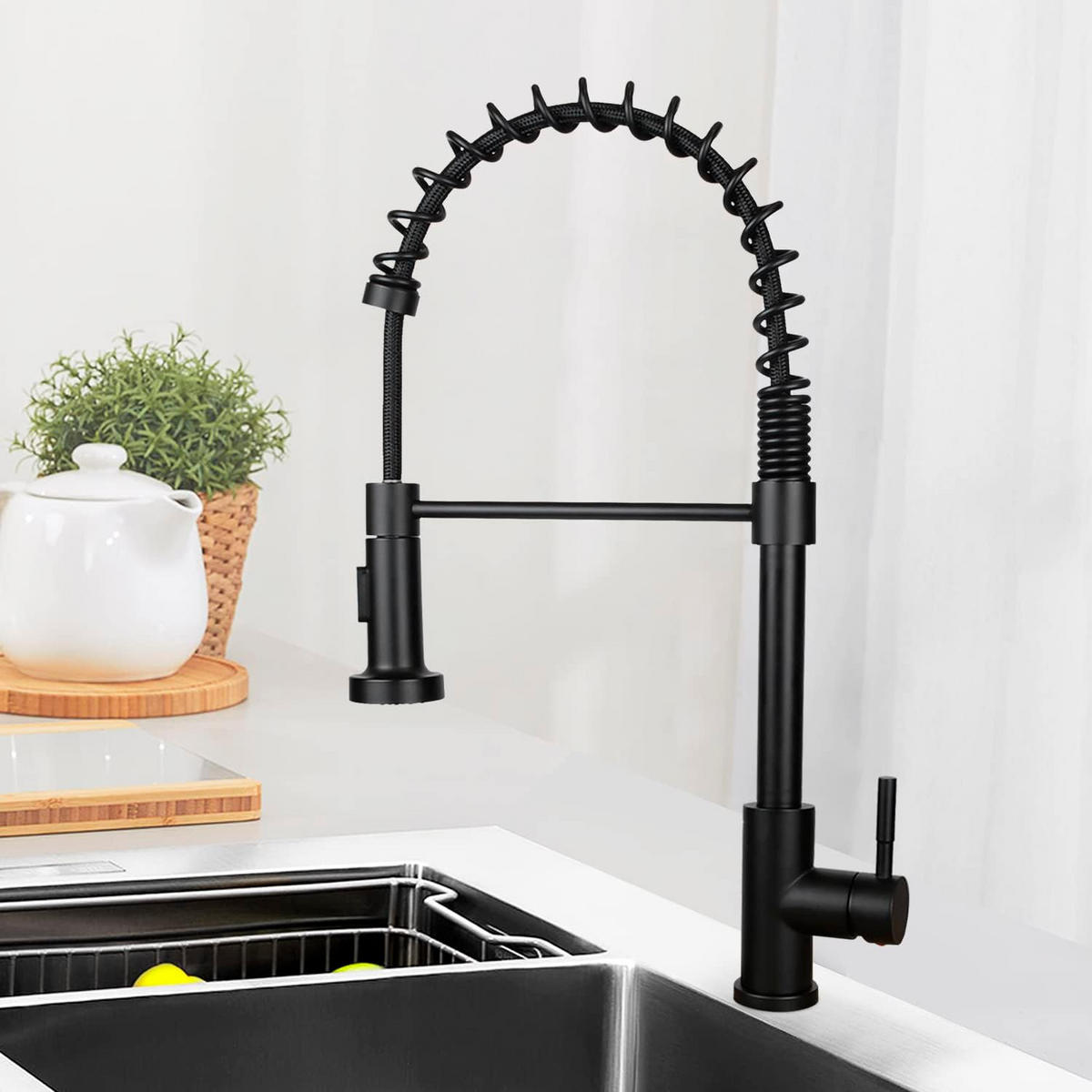 WASCHTISCHARMATUR Seviand 4.9/46.9/25.1 cm - Schwarz, Metall (4.9/46.9/25.1cm) - ZMH