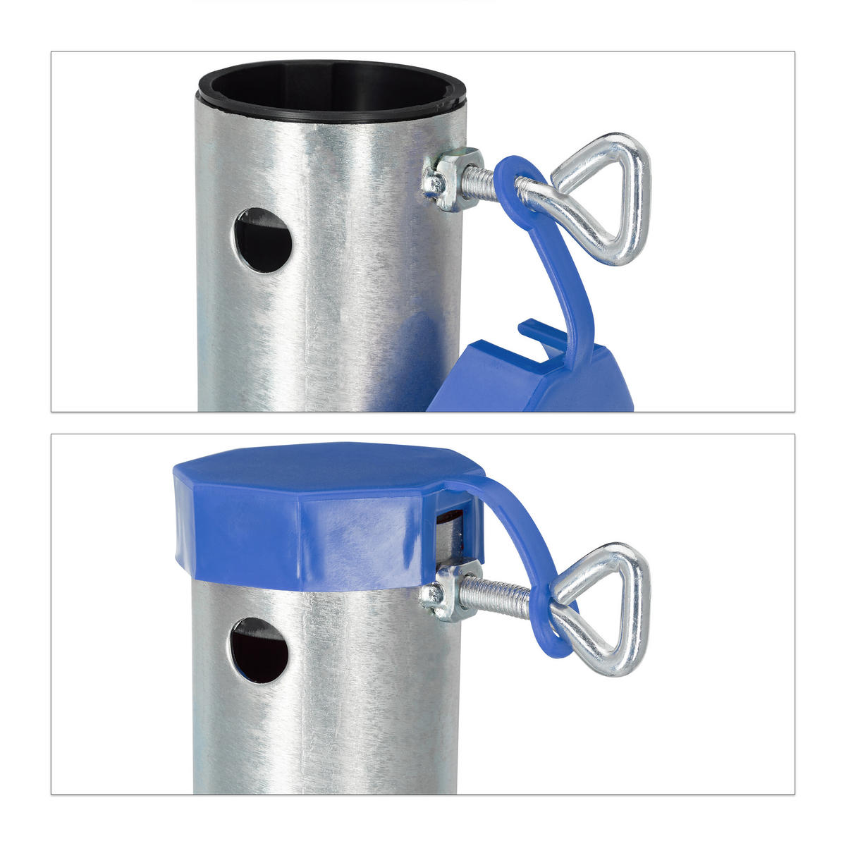 2XZEMNICÍ zásuvka - stříbrná, kov/plast (7/56/10cm) - Relaxdays