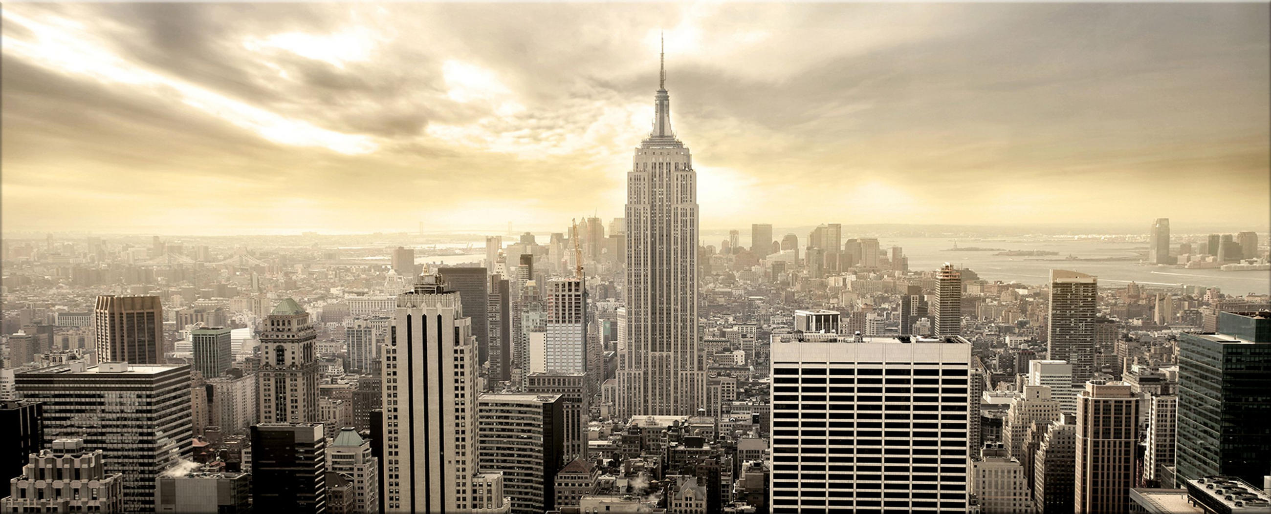 GLASBILD 125x50 cm New York Skyline - Gelb, Glas (125/50cm) - artissimo