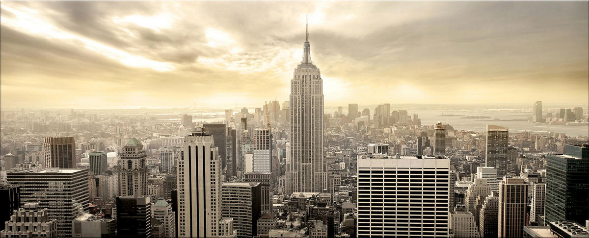GLASBILD 125x50 cm New York Skyline - Gelb, Glas (125/50cm) - artissimo