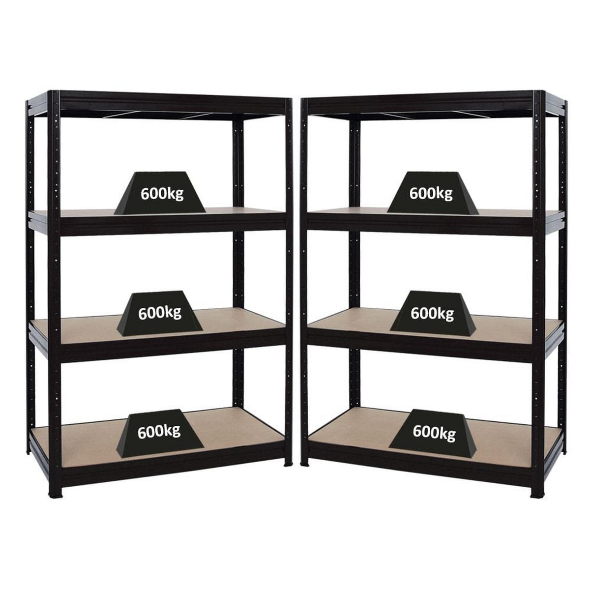 ECKREGAL SparSet mit 2x Schwerlastregal Dino 180 x 120 x 60 cm Schwarz - Schwarz, Metall (210/180/60cm) - PROREGAL