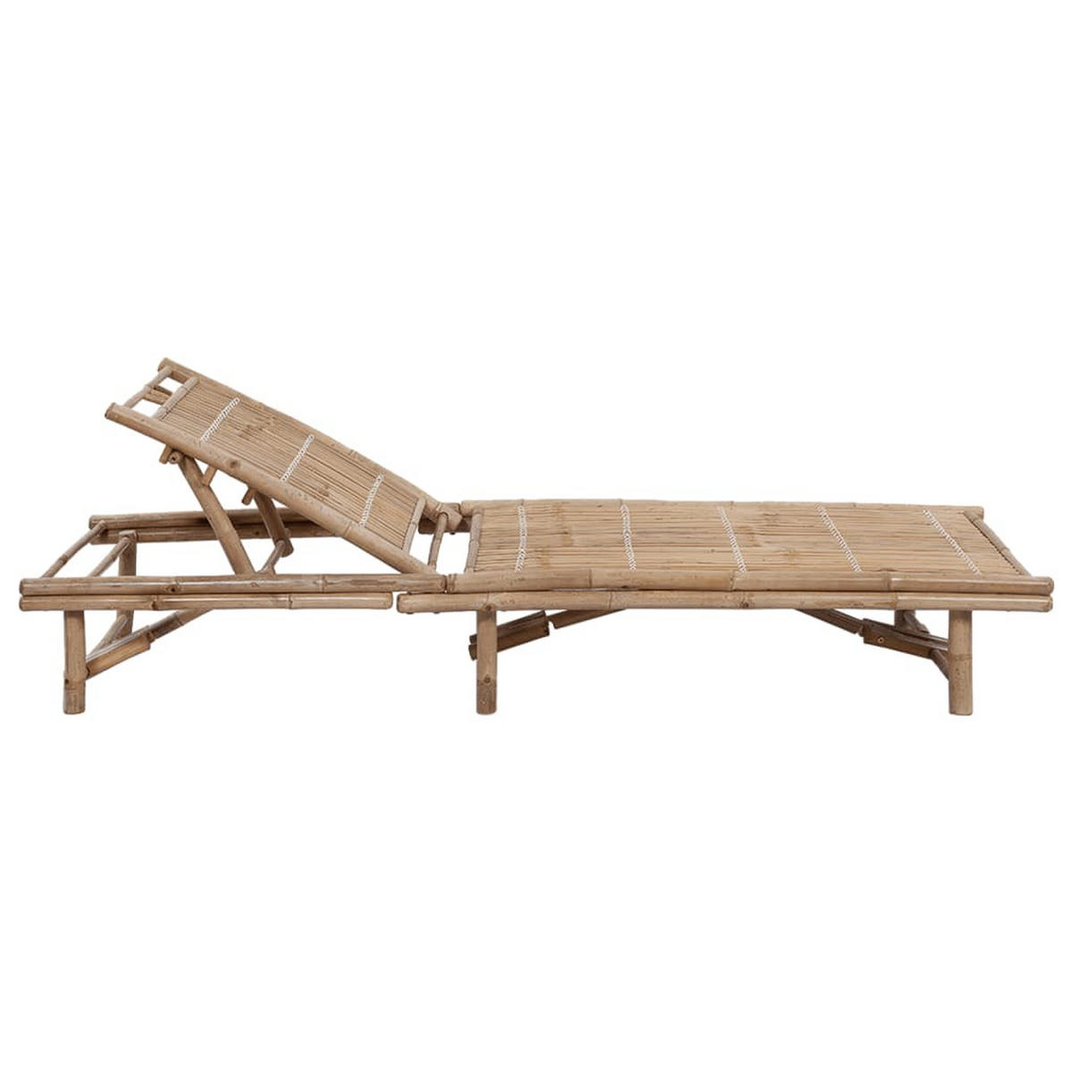 GARTEN-SONNENLIEGE mit Auflage Bambus - Blau, Holz (65/87/200cm) - furnicato
