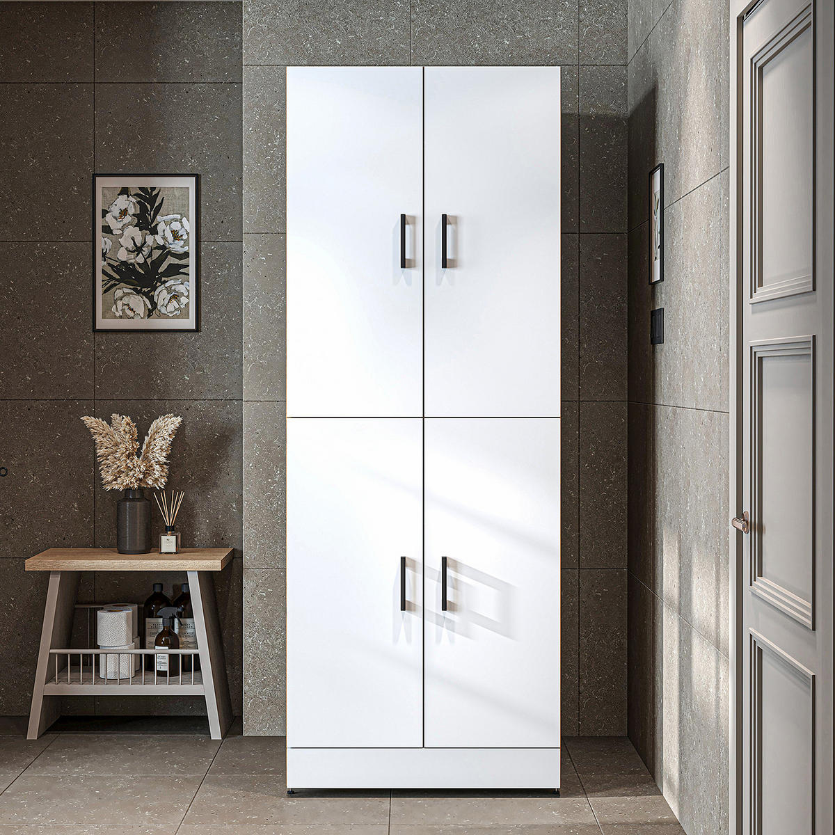 WASCHMASCHINENSCHRANK DORA-I 70cm Breit - Weiß, Holzwerkstoff (70/186/74cm)