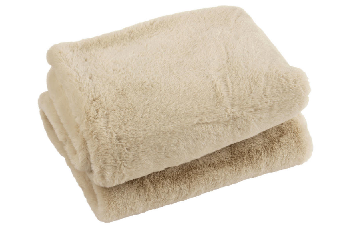 PLAID CUTIE - Plüsch - Hellgrau - 180/130/3 cm - Beige, Textil (130/180cm) - J-Line