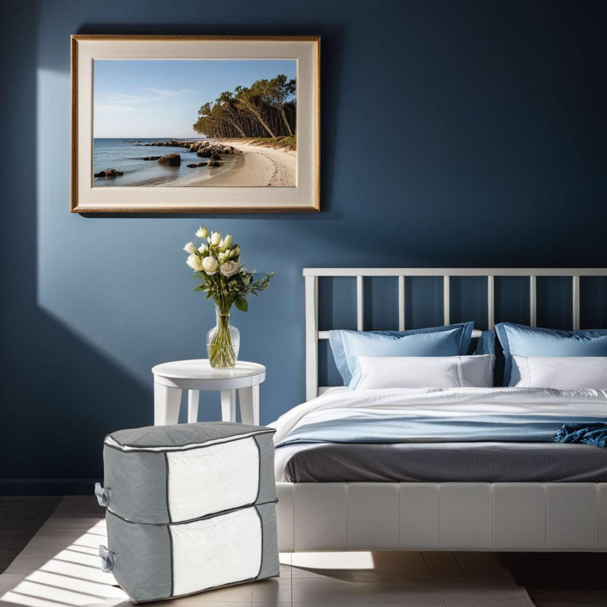 AUFBEWAHRUNGSTASCHEN 4er-Set für Kleidung, Kissen, Decken - Grau, Textil (37.5/34/59.5cm) - Intirilife