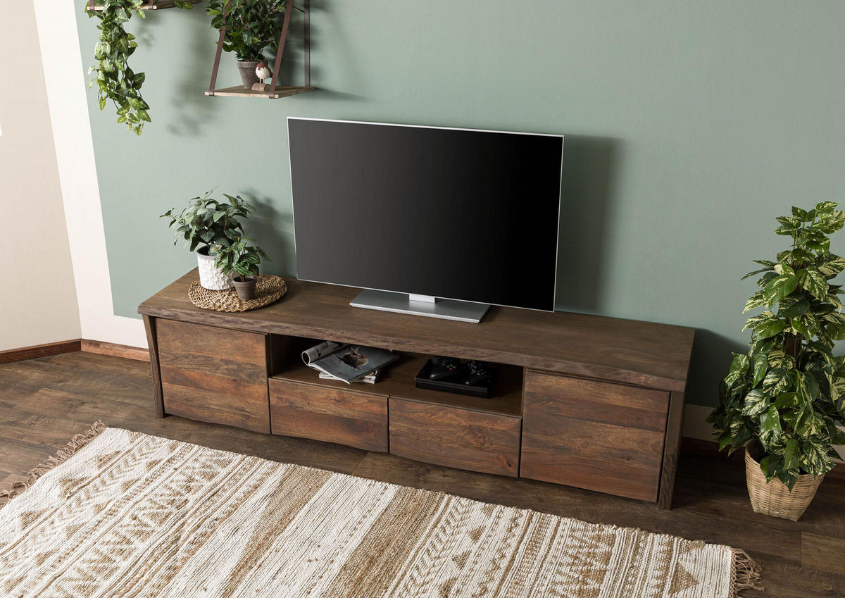 TV-BOARD Mango 200x45x50 braun geölt PURE MANGO #221 - Braun, Holz (45/50/200cm) - Massivmoebel24