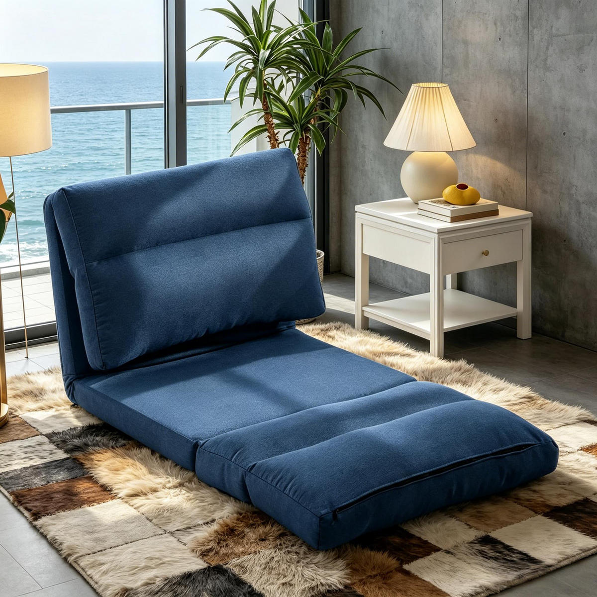 SCHLAFSESSEL DE-33491 5-fach verstellbar mit Bettfunktion Dunkelblau - Blau, Metall (70/56/72cm) - ComfortXL