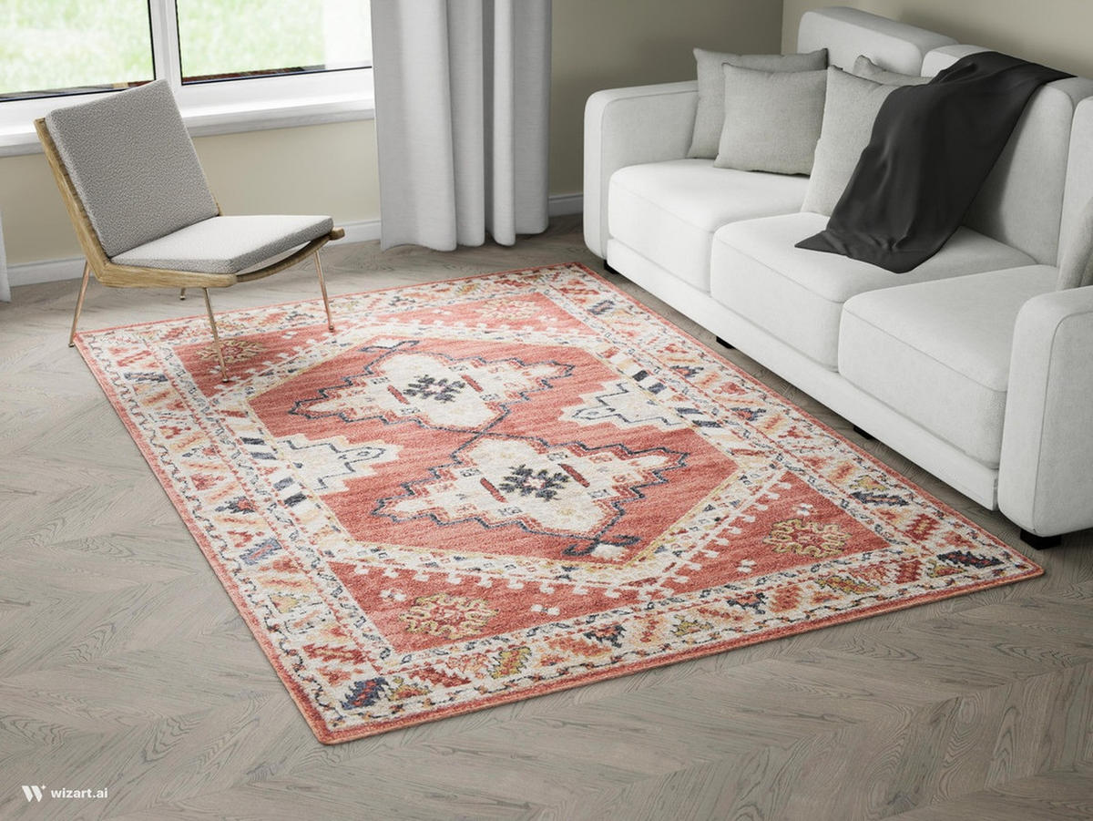 HEATSET-TEPPICH Florence Rot/Creme 80x150 cm - Multicolor, Textil (80/150cm) - Vercai Rugs