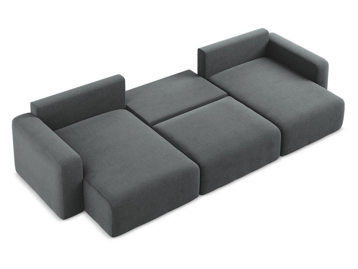 WOHNLANDSCHAFT Strukturstoff Stoff Grau - Beige/Schwarz, Kunststoff/Textil (332/79/149cm) - Makamii