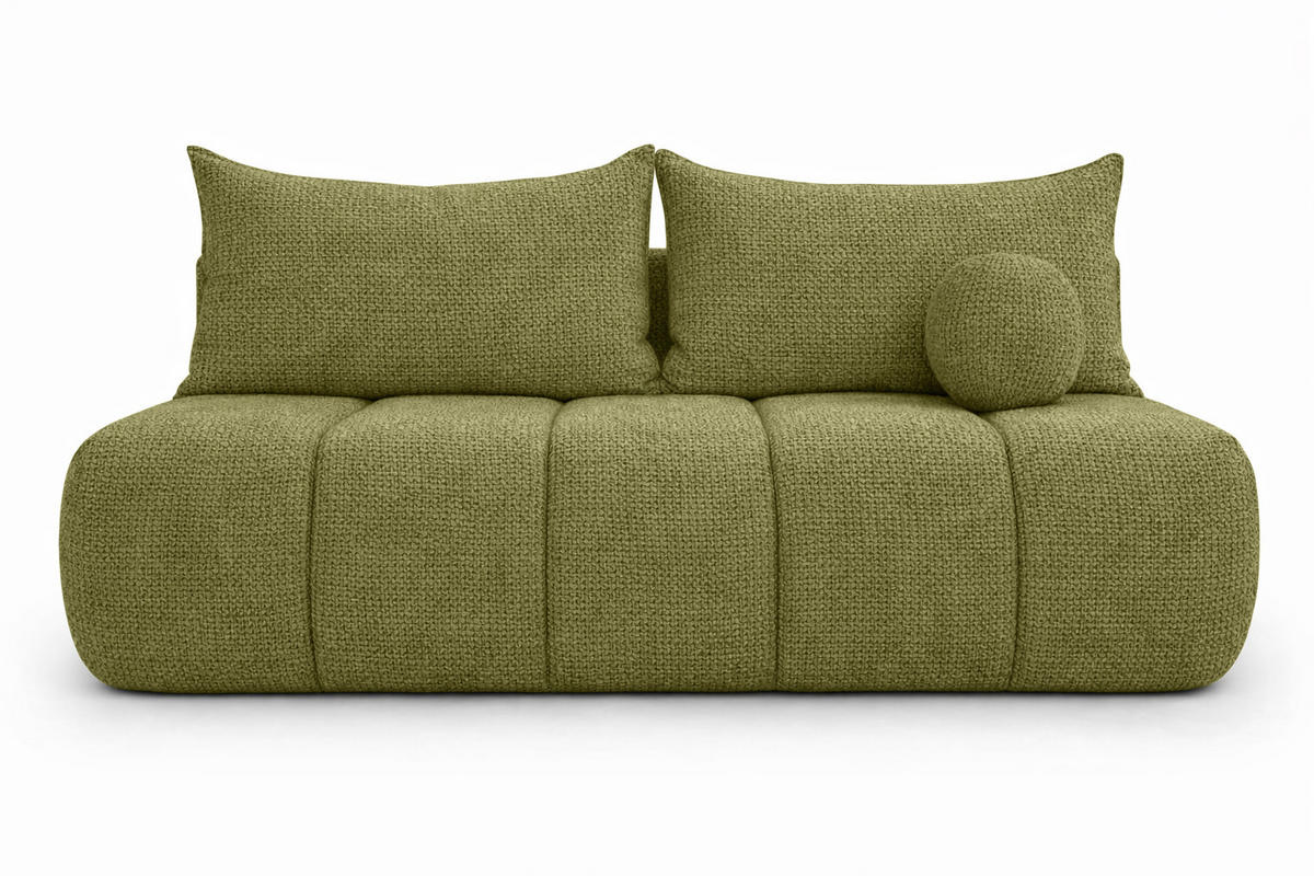 SOFA Mit Schlaffunktion Und Bettkasten, Chenille-Stoff Flow, Olive, PIANO - Olivgrün, Holz (207/91/103cm) - Kaiser Möbel