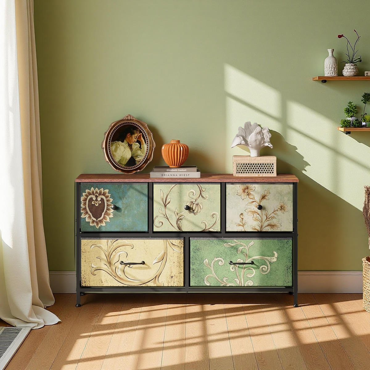 KOMMODE 5 Schubladen Metallrahmen Stauraum multicolor - Multicolor, Holz (30/55.2/100cm) - LEBENLANG